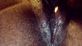 Ebony pussy licking orgasm close up in my panties