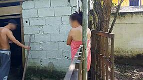 Married Woman in Towel Seduces Farm Caretaker for Sex in Shower