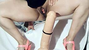 Huge Dildo Stretches Big Pussy