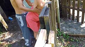 Married woman in towel asks farm caretaker for help and pays with rough sex