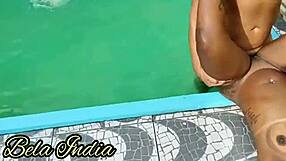 Brazilian Brunette Party In Pool With Natasha Medeiros