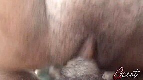 Extremely close-up pussy action with macro creampie finish