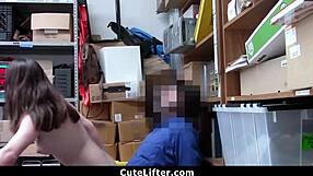 Shoplyfter teen with braces screwed before boyfriend