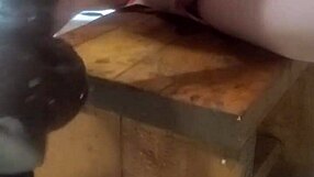 Using huge dildos on a homemade fucking machine setup