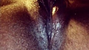 Ebony pussy licking orgasm close up in my panties