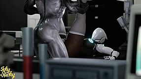 Huge ass robot gets alien plowing!