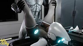 Huge ass robot gets alien plowing!