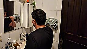 Stepmom Pretends She's Not Into It - Spying on Hot Stepson!