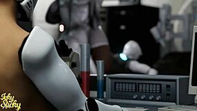 Huge ass robot gets alien plowing!