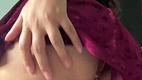 Stunning Middle Eastern Amateur with Huge Tits Rides Giant Dildo to Squirting Climax on Panty Bank