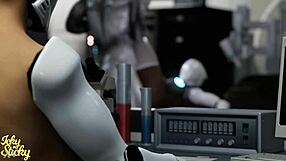 Huge ass robot gets alien plowing!