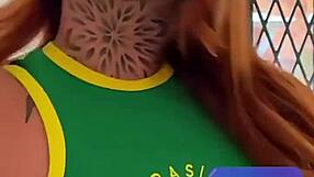 Petite redhead latina gives a sloppy deepthroat blowjob after casting.