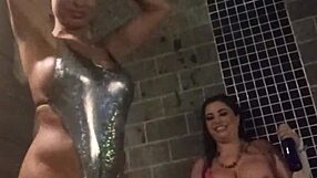 Three sexy Brazilians enjoying hot tub massage with Pamela Pantera