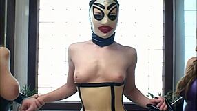 Slutty mistress in latex fucks with anal.