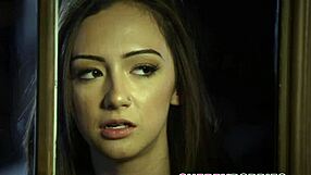 Teen engages in threeway with milf, receiving jizz in mouth outdoors