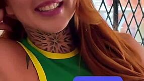 Petite redhead latina gives a sloppy deepthroat blowjob after casting.