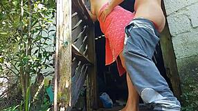 Married woman in towel asks farm caretaker for help and pays with rough sex