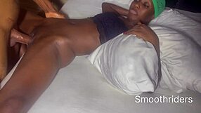 Slim ebony girl receives neighbor's help in all areas.