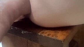 Using huge dildos on a homemade fucking machine setup