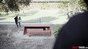 Creepy voyeur spies on young 18+ interracial couple having raw sex