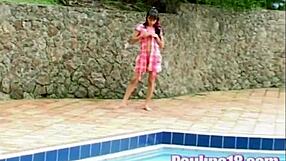 I lick Paulina's pussy at the pool, she orgasms so hardd