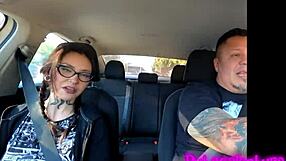 Tattooed Latina Ignites Casting with Hot Kisses and Car Action.