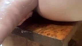 Using huge dildos on a homemade fucking machine setup