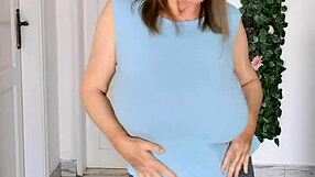 Busty Braless Gilf Mariaolds Does Sporty Groove Strip Dancing, Clothes Ripping Off