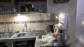 Estefani naked preparing delicious pancakes