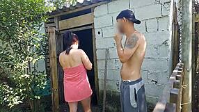 Married woman in towel asks farm caretaker for help and pays with rough sex