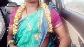indian housewife engages in car sex during a long drive with her husband's father, filled with telugu dirty talks