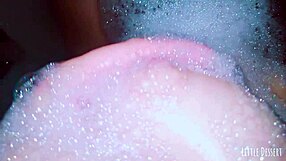 girl intensely gropes her small tits in the bath