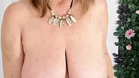 horny granny mariaold shows off huge tits in solo lingerie