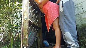 Married woman in towel asks farm caretaker for help and pays with rough sex