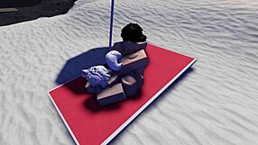 yo, caught this roblox slut getting used on a public beach!