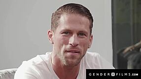 Newbie trans babe gets spitroasted by Blake Lovely