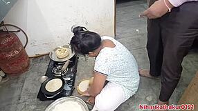Indian Desi Stepmom Gets Nailed in Kitchen Scene