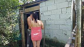 Married woman in towel asks farm caretaker for help and pays with rough sex