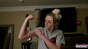 Skinny blonde cutie sucking cock, then getting pussy pounded – what's next?