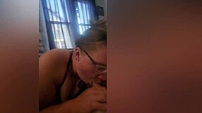 Trying blowjob with new piercings on his big cock for the first time