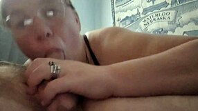 Trying blowjob with new piercings on his big cock for the first time