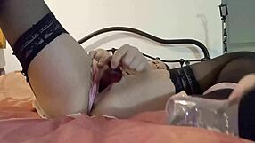 French amateur Amoul Solo in satin lingerie does clothed sex with rimjob and pussy licking