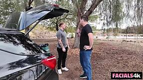 Outdoor Vloggers Turn Vanessa Marie's Face into a Cum Dump in Threesome