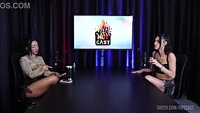 Aku suka nonton momen panas Debora Andrade bareng Vitoria Beatriz di Hot Cast part 2 Sheer Red, aksi grup sensual pake toys lingerie di luar