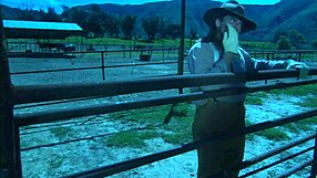 Brooke Ballentyne bangs hired ranch hand outdoors by fireside!