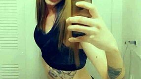 Is the hot tranny teasing her clitty in panties, horny and sexy with small cock?