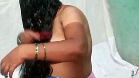 Indian housewife gives hot blowjob to husband's friend in bedroom bathroom