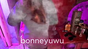 Bartender pays Bonney for dildo sucking.