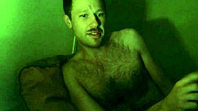 Athletic bodybuilder spits during double cock action