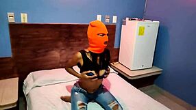 Wow, My Brunette Stepsister Wants to Celebrate Halloween in Hotel Bed, Shakes Sexy Hips, and Gets Naked!